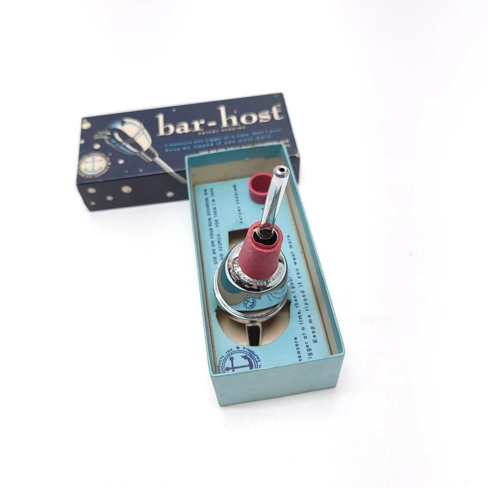 Vintage Anchor Products Bar Host Jigger Pourer‎ Stopper Chrome Barware MCM